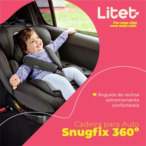 Cadeirinha Infantil para carro 0-36 Kgs Isofix Com Rotação Snugfix Cinza Litet - BB454
